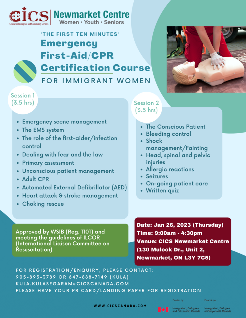 Emergency FirstAid/CPR Certification Course for Immigrant Women